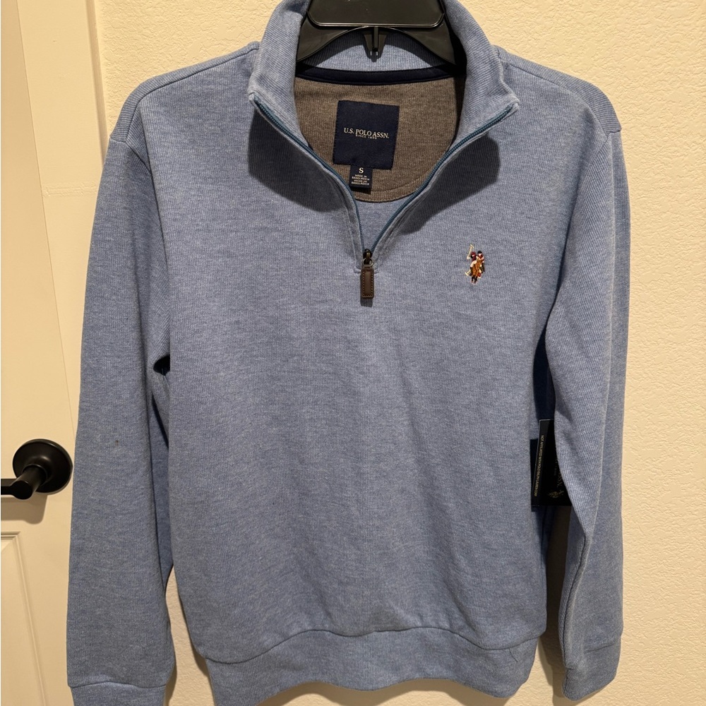 U.S. Polo Assn. Men's Light Blue Zip-Up Sweater